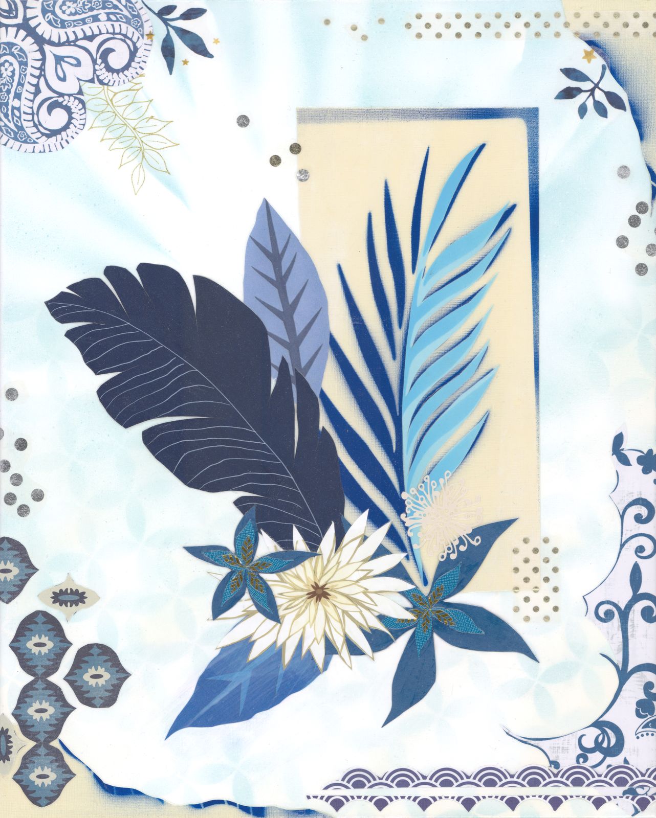 50 Shades of Blue - Sapphire — layered paper collage by Jennifer Peck
