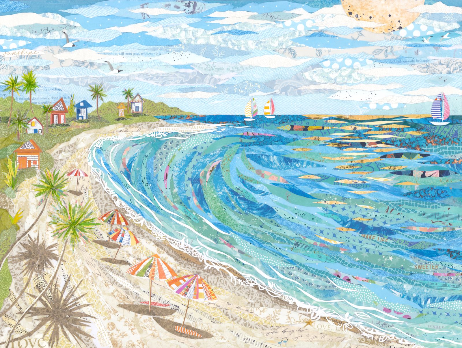 Sunny Days — layered paper collage by Jennifer Peck